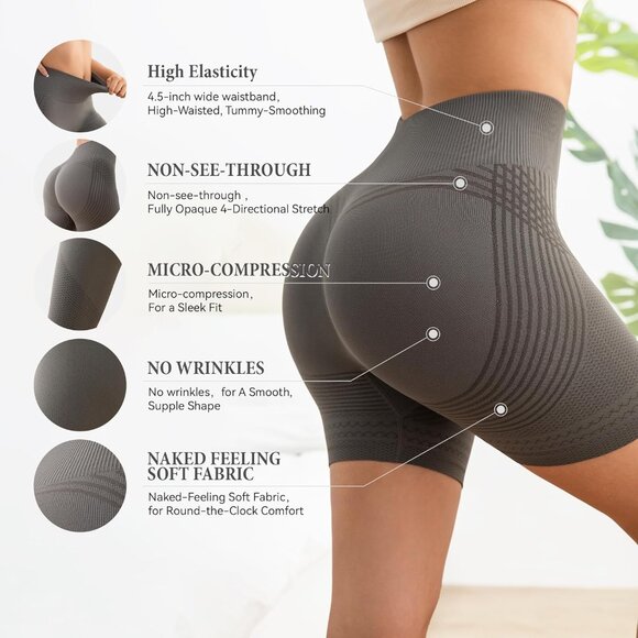 ⚡Fittingirls Scrunch Butt Lifting Biker Shorts - High Waist Seamless Workout - Picture 4 of 6